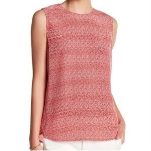 🏷️3/$20- Equipment Femme Lyle Red White Floral Silk Sleeveless Blouse Tank Top